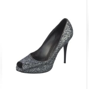 Giuseppe Zanotti Black Glitter Peeptoe Heel Size 39